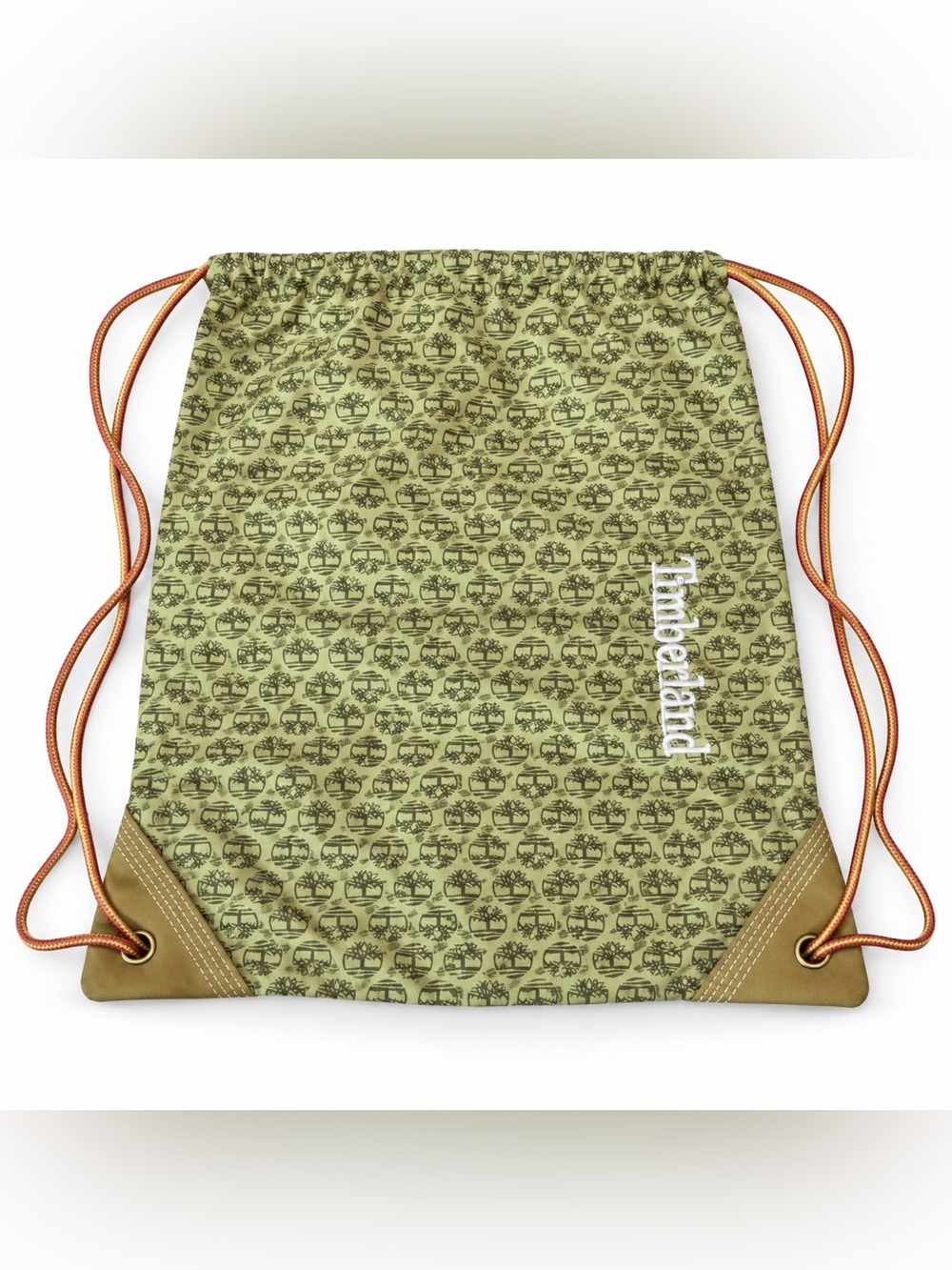 Vintage Timberland Drawstring Backpack Allover Logo Print Cinch Sack Bag